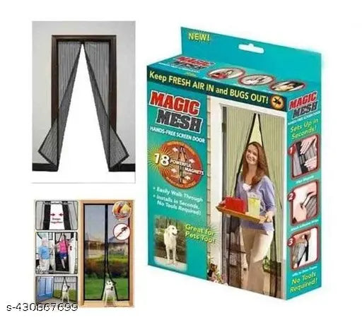 Polyester Magnetic Mosquito Net for Door | Mosquito Curtain for All Door Types & Sizes | Auto-Closing Insect Screen to Keep Mosquito Out